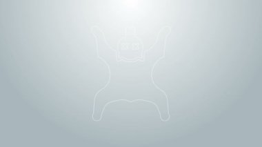 Mavi çizgi ayı derisi simgesi gri arkaplanda izole edildi. 4K Video hareketli grafik canlandırması