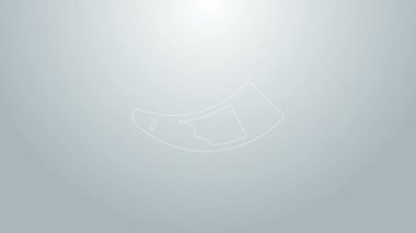 Mavi çizgi avcı boynuzu simgesi gri arka planda izole edildi. 4K Video hareketli grafik canlandırması