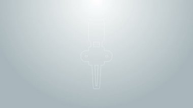 Mavi çizgi El Feneri alev ikonu gri arkaplanda izole edildi. Sembol ateşi sıcak, alev gücü, alev ve ısı. 4K Video hareketli grafik canlandırması