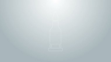 Mavi çizgi kurşun ikonu gri arkaplanda izole edildi. 4K Video hareketli grafik canlandırması