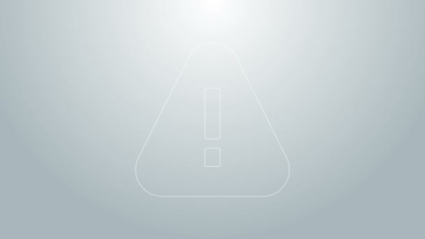 Blue line Exclamation mark in triangle icon isolated on grey background. Hazard warning sign, careful, attention, danger warning sign. 4K Video motion graphic animation — Stock Footage Blue line Exclamation mark in triangle icon isolated on grey background. Hazard warning sign, careful, attention, danger warning sign. 4K Video motion graphic animation Stock Footage