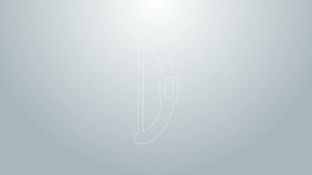 Línea azul Icono de arco aislado sobre fondo gris. Animación gráfica de vídeo 4K — Vídeo de stock