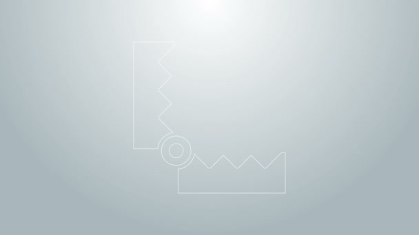 Blauwe lijn Trap jacht pictogram geïsoleerd op grijze achtergrond. 4K Video motion grafische animatie — Stockvideo