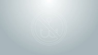 Mavi hat. Gri arkaplanda balık tutma simgesi yok. İçki yasağı işareti. 4K Video hareketli grafik canlandırması