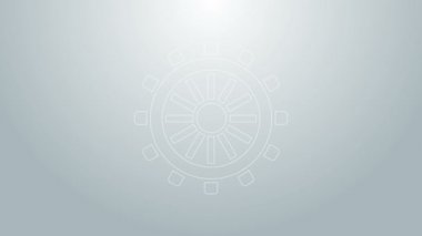 Mavi çizgi direksiyon ikonu gri arka planda izole edildi. 4K Video hareketli grafik canlandırması