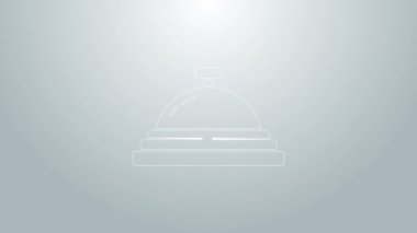 Mavi Hat Otel servis çanı simgesi gri arkaplanda izole edildi. Resepsiyon zili. 4K Video hareketli grafik canlandırması