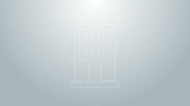 Mavi çizgi ev simgesi gri arka planda izole edildi. Ev sembolü. 4K Video hareketli grafik canlandırması