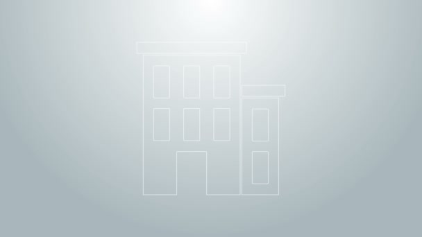Ligne bleue Icône Maison isolée sur fond gris. Symbole domestique. Animation graphique de mouvement vidéo 4K — Video