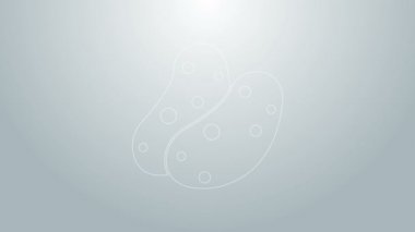 Mavi çizgi Patates simgesi gri arkaplanda izole edildi. 4K Video hareketli grafik canlandırması