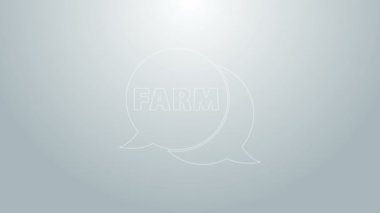 Gri arkaplanda izole edilmiş metin çiftliği simgesiyle mavi satır konuşma balonu. 4K Video hareketli grafik canlandırması