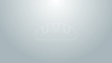 Gri arkaplanda mavi çizgili ekmek simgesi izole edildi. 4K Video hareketli grafik canlandırması