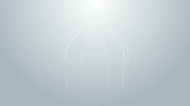 Mavi çizgi çiftlik evi simgesi gri arka planda izole edilmiş. 4K Video hareketli grafik canlandırması