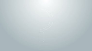 Mavi çizgi simgesi gri arkaplanda izole edildi. Kanca işaretini topluyorum. 4K Video hareketli grafik canlandırması