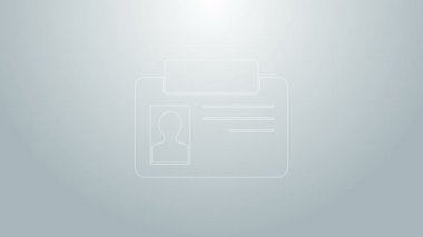 Mavi çizgi tanımlama rozeti simgesi gri arkaplanda izole edildi. Sunum için, şirketin kimliği için, reklam için kullanılabilir. 4K Video hareketli grafik canlandırması