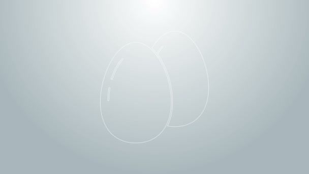 Linea blu icona dell'uovo di pollo isolato su sfondo grigio. Animazione grafica 4K Video motion — Video Stock