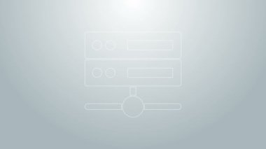 Mavi çizgi sunucusu, Data, Web sunucu simgesi gri arkaplanda izole edildi. 4K Video hareketli grafik canlandırması