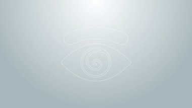 Mavi çizgi Hipnoz simgesi gri arkaplanda izole edildi. Hipnotize edici göz ile insan gözü. 4K Video hareketli grafik canlandırması