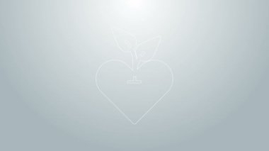 Mavi çizgi kalp simgesi gri arkaplanda izole edildi. İlk yardım. Sağlık, tıbbi ve eczane işaretleri. 4K Video hareketli grafik canlandırması