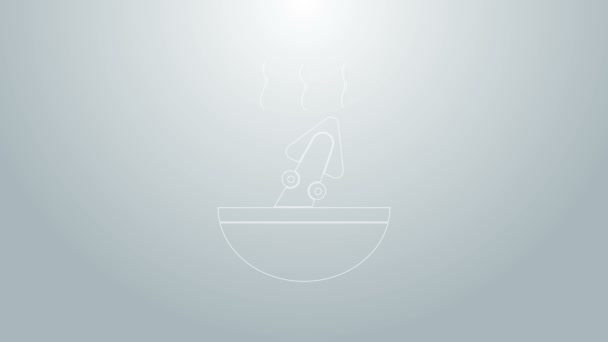 Linha azul Sopa com ícone de polvo isolado em fundo cinza. Animação gráfica em movimento de vídeo 4K — Vídeo de Stock