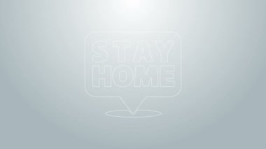 Mavi çizgi Gri arka planda izole evde kal. Corona virüsü 2019-nCoV. 4K Video hareketli grafik canlandırması
