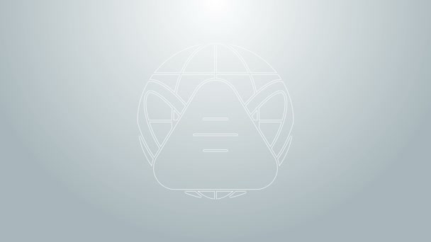 Globo Terra linha azul com ícone máscara médica isolado em fundo cinza. Animação gráfica em movimento de vídeo 4K — Vídeo de Stock