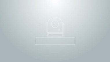 Mavi çizgi güvenlik kamerası ikonu gri arkaplanda izole edildi. 4K Video hareketli grafik canlandırması