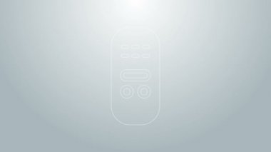 Mavi çizgi Uzaktan Kumanda simgesi gri arkaplanda izole edildi. 4K Video hareketli grafik canlandırması