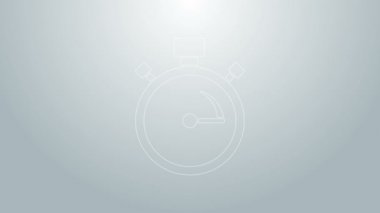 Mavi çizgi Stopwatch simgesi gri arkaplanda izole edildi. Zaman göstergesi. Kronometre işareti. 4K Video hareketli grafik canlandırması