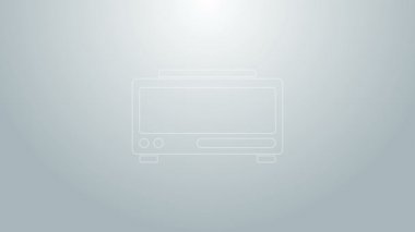 Mavi çizgi dijital alarm saati simgesi gri arkaplanda izole edildi. Elektronik çalar saat. Zaman simgesi. 4K Video hareketli grafik canlandırması