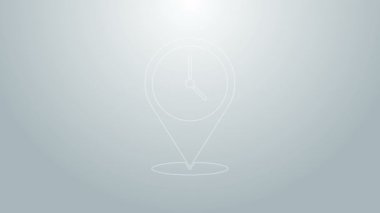 Gri arkaplanda saat simgesi olan mavi çizgi konumu. 4K Video hareketli grafik canlandırması