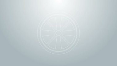 Gri arka planda izole edilmiş bir araba simgesi için mavi çizgi. 4K Video hareketli grafik canlandırması