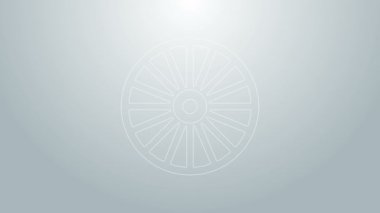 Gri arka planda izole edilmiş bir araba simgesi için mavi çizgi. 4K Video hareketli grafik canlandırması