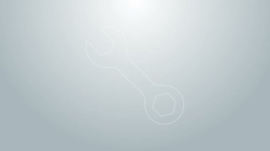 Mavi çizgi anahtarı simgesi gri arkaplanda izole edildi. 4K Video hareketli grafik canlandırması