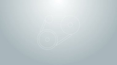 Mavi çizgili zamanlama kemeri simgesi gri arkaplanda izole edildi. 4K Video hareketli grafik canlandırması