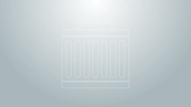 Mavi çizgi araba soğutma sistemi simgesi gri arka planda izole edildi. 4K Video hareketli grafik canlandırması