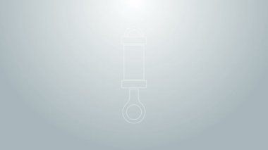 Mavi çizgi şok emici simgesi gri arkaplanda izole edildi. 4K Video hareketli grafik canlandırması