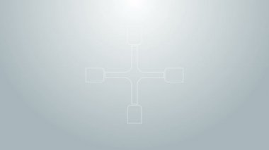 Mavi çizgili İngiliz anahtarı simgesi gri arkaplanda izole edilmiş. Tekerlek desteği. 4K Video hareketli grafik canlandırması