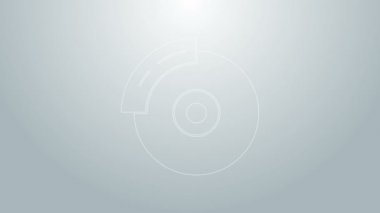 Gri arka planda izole edilmiş mavi çizgili araba fren diski. 4K Video hareketli grafik canlandırması