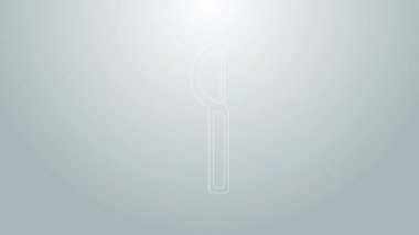 Mavi çizgi diş ipi simgesi gri arkaplanda izole edildi. 4K Video hareketli grafik canlandırması