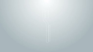 Mavi çizgi diş fırçası simgesi gri arkaplanda izole edildi. 4K Video hareketli grafik canlandırması