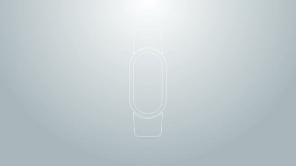 Icono de línea azul Smartwatch aislado sobre fondo gris. Animación gráfica de vídeo 4K — Vídeos de Stock
