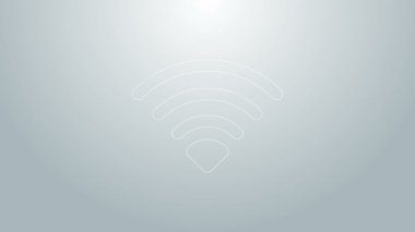Mavi çizgi Wi-Fi kablosuz internet ağı sembolü gri arkaplanda izole edildi. 4K Video hareketli grafik canlandırması