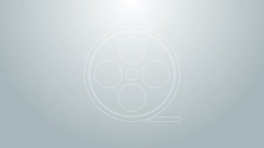 Mavi çizgi film makarası simgesi gri arkaplanda izole edildi. 4K Video hareketli grafik canlandırması