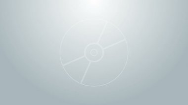 Mavi çizgi CD veya DVD disk simgesi gri arkaplanda izole edildi. Küçük disk işareti. 4K Video hareketli grafik canlandırması