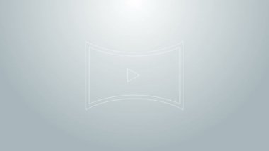 Mavi çizgi çevrimiçi görüntü simgesi gri arkaplanda izole edildi. Oyun işaretli film şeridi. 4K Video hareketli grafik canlandırması