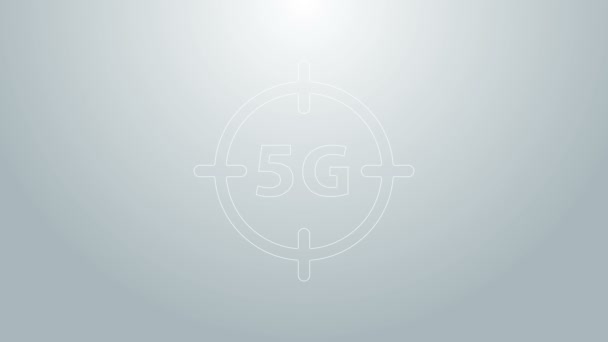 Ligne bleue 5G nouvelle icône de connexion wifi sans fil isolé sur fond gris. Réseau mondial haute vitesse technologie de débit de données de connexion. Animation graphique de mouvement vidéo 4K — Video