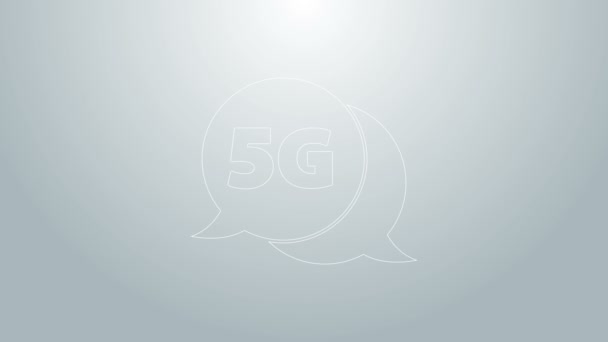 Linha azul 5G novo ícone de conexão Wi-Fi à Internet sem fio isolado no fundo cinza. Tecnologia de taxa de dados de conexão de alta velocidade de rede global. Animação gráfica em movimento de vídeo 4K — Vídeo de Stock