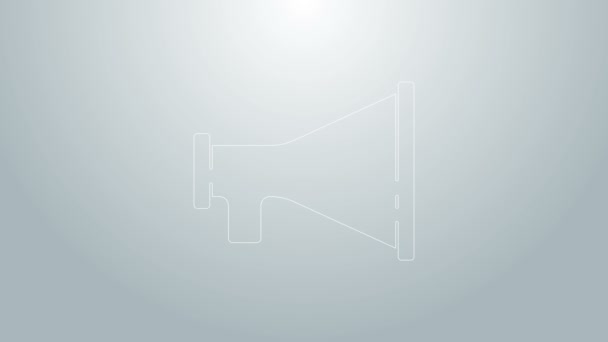 Blå linje Megafon ikon isolerad på grå bakgrund. Talarskylt. 4K Video motion grafisk animation — Stockvideo