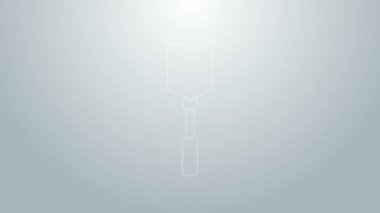 Mavi çizgi Spatula simgesi gri arkaplanda izole edildi. Mutfak spatula ikonu. Barbekü spatula işareti. Barbekü ve ızgara aleti. 4K Video hareketli grafik canlandırması