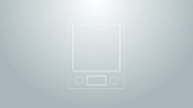 Mavi çizgi Elektronik ölçek simgesi gri arkaplanda izole edildi. Ağırlık ölçüm aletleri. 4K Video hareketli grafik canlandırması